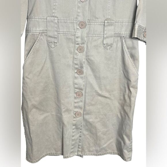 Vintage 100% Cotton Button Down Moda Cargo Utility Half Sleeve MIDI Dress 12 - Picture 4 of 11